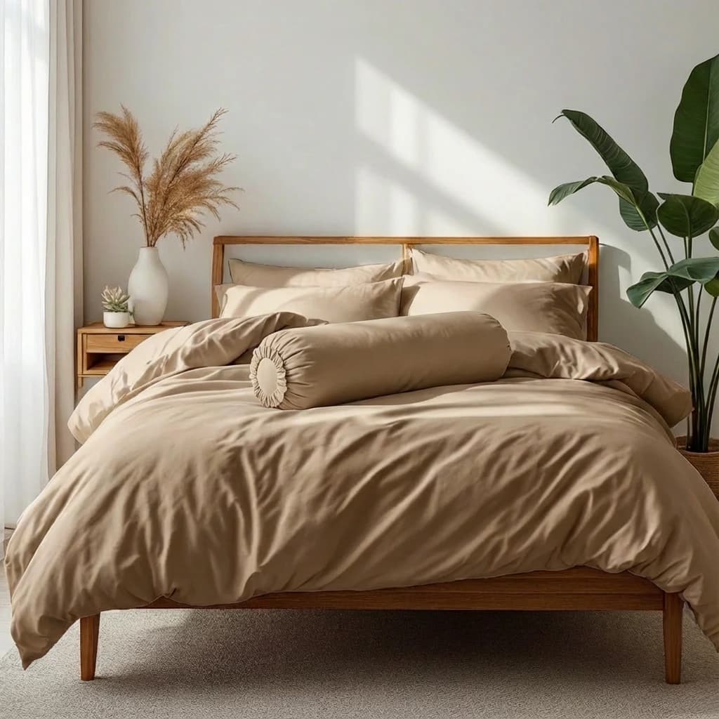 Bộ Ga Gối 4 món Cotton Satin Màu Trơn