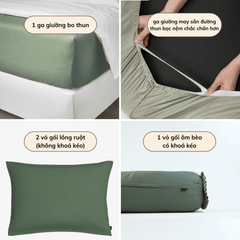 Bộ Ga Gối 4 món Lụa Tencel 60s Màu Trơn